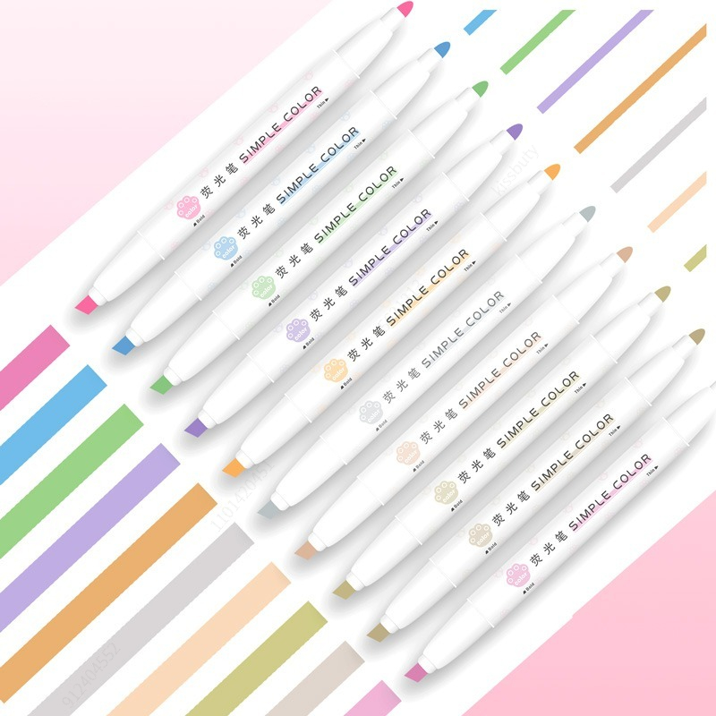 Pastel Highlighter Set Double Ended - 5 Stuks Pastel Markeerstiften Kleuren Dual